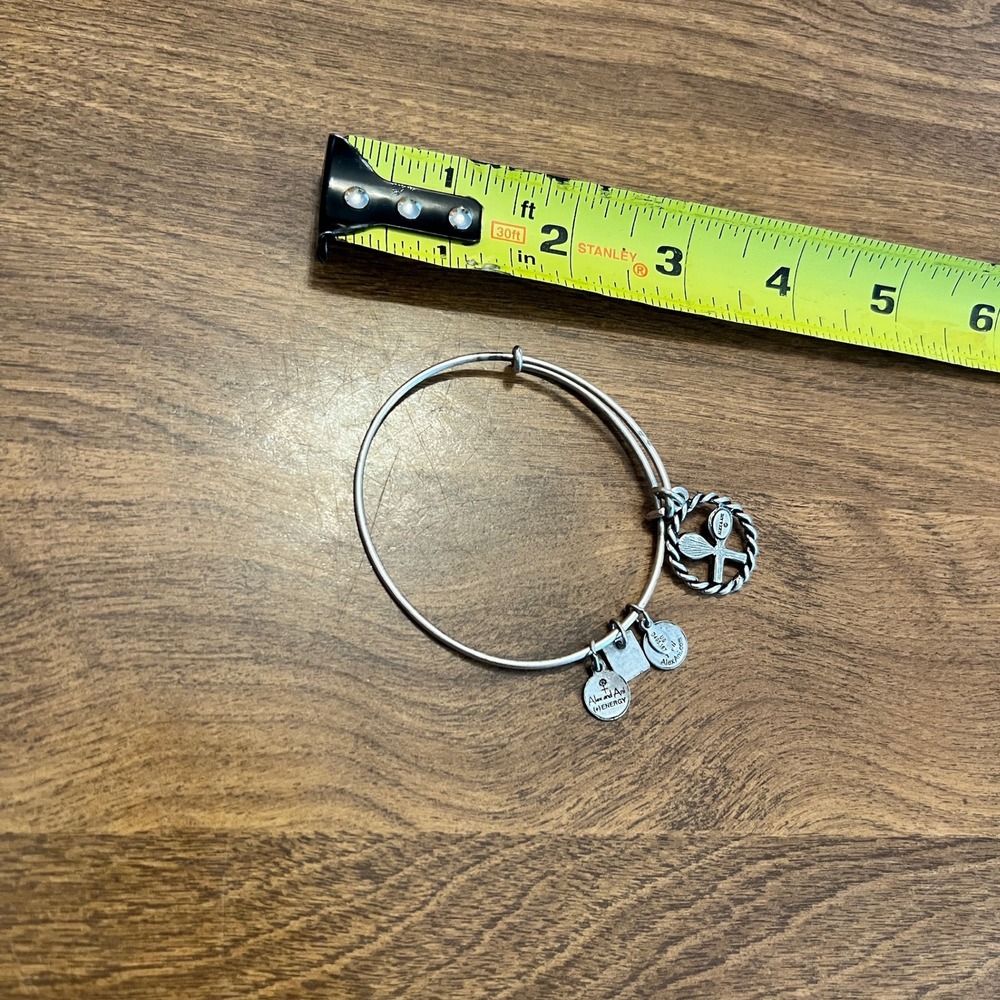 Alex and Ani Tennis Racket Charm Bangle Bracelet Silver Tone Charity by Design - Picture 6 of 6